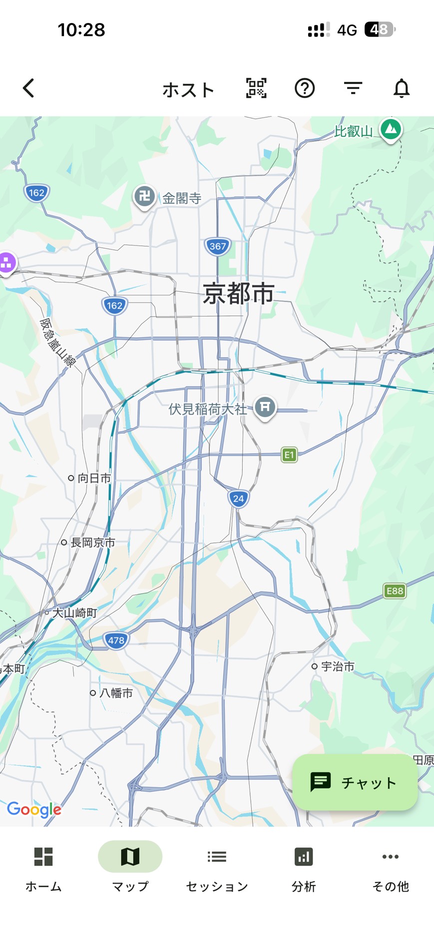 アプリの見守りマップ画面