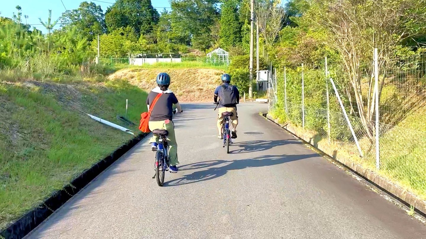 緑の道を進む、実際のサイクリング風景
